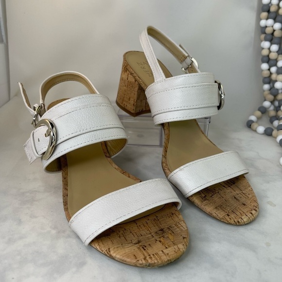 Naturalizer Shoes - NATURALIZER Kaylee white faux leather block heel  comfort sandals size 11M
